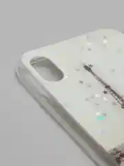 Бежевый меланж чехол iPhone XR силиконовый, с рисунком и блестками