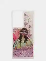 Вишнёвый чехол Samsung Galaxy S21 Ultra, Галакси С21 силиконовый переливающийся, жидкий с блестками