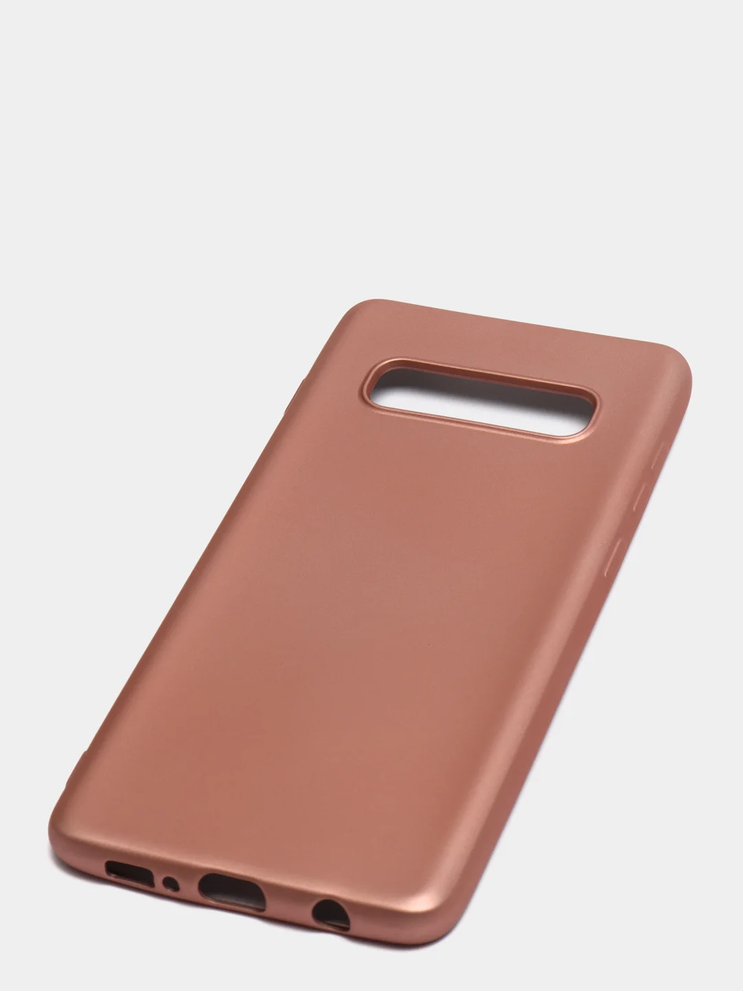 Розовый чехол Samsung Galaxy S10 Plus, Галакси С10 Плюс силиконовый матовый, с эффектом "металлик"