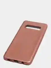 Розовый чехол Samsung Galaxy S10 Plus, Галакси С10 Плюс силиконовый матовый, с эффектом "металлик"