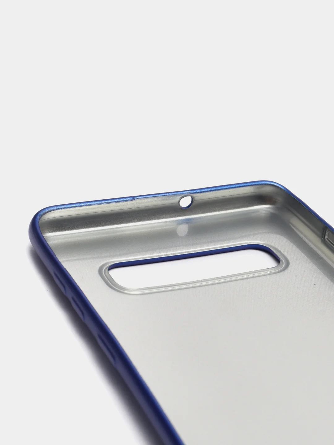 Синий чехол Samsung Galaxy S10 Plus, Галакси С10 Плюс силиконовый матовый, с эффектом "металлик"