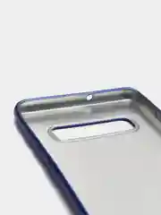Синий чехол Samsung Galaxy S10 Plus, Галакси С10 Плюс силиконовый матовый, с эффектом "металлик"