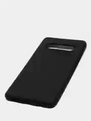 Черный чехол Samsung Galaxy S10 Plus, Галакси С10 Плюс силиконовый матовый, с эффектом "металлик"