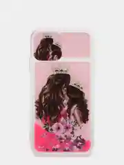 Тёмно-розовый чехол iPhone 11 силиконовый переливающийся жидкий с блестками и защитой камеры