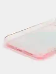 Тёмно-розовый чехол iPhone 11 силиконовый переливающийся жидкий с блестками и защитой камеры