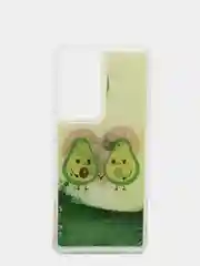 Лесной зеленый чехол Samsung Galaxy S21 Ultra, Галакси С21 силиконовый переливающийся, жидкий с блестками