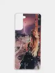 Индиго чехол Samsung Galaxy S21, S21+, Галакси С21, С21+ силиконовый с рисунком и блестками