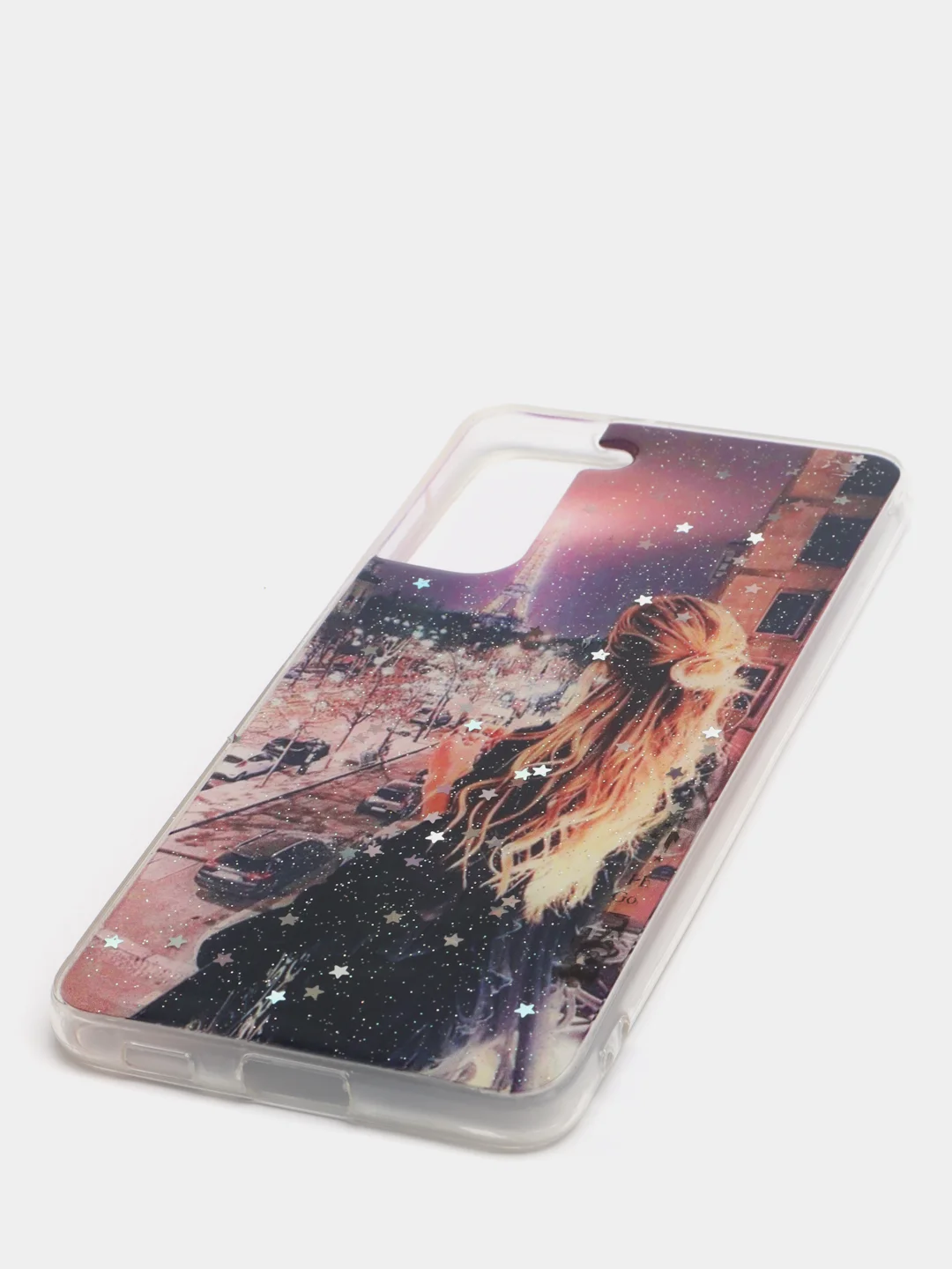 Индиго чехол Samsung Galaxy S21, S21+, Галакси С21, С21+ силиконовый с рисунком и блестками