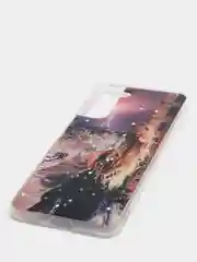 Индиго чехол Samsung Galaxy S21, S21+, Галакси С21, С21+ силиконовый с рисунком и блестками