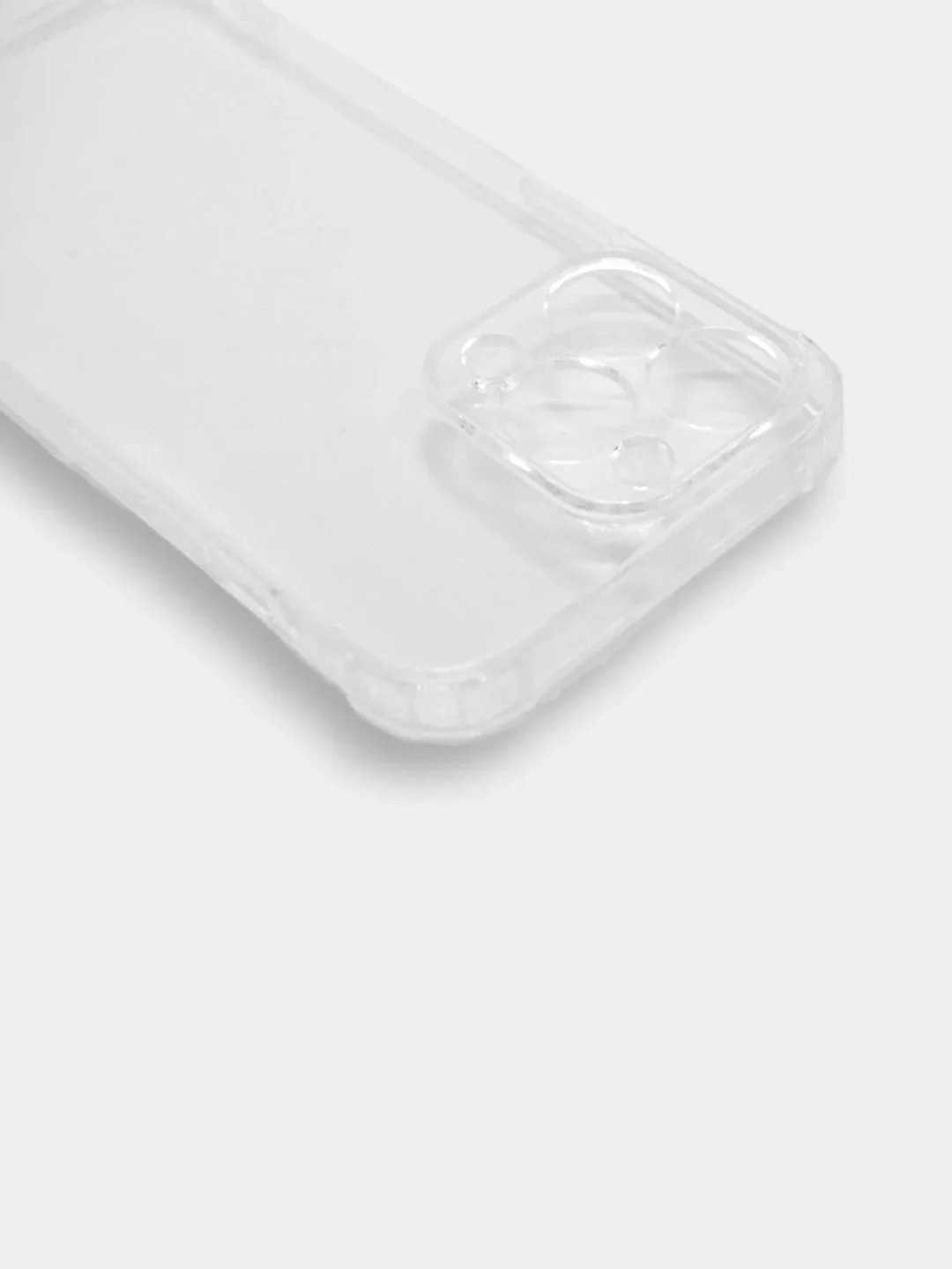 Силиконовый чехол iPhone 13 PRO усиленные углы, защита вокруг камер, прозрачный