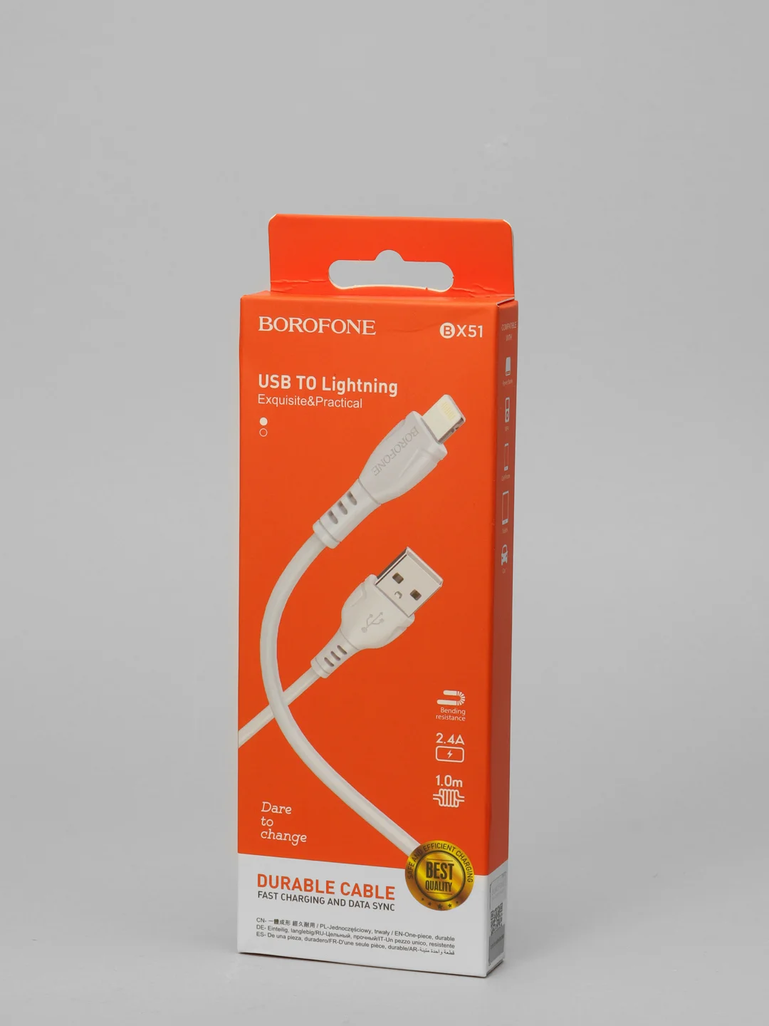 Белый кабель для зарядки USB - Type-C / USB - Lightning(Apple Iphone)/ Micro, Borofone BX51