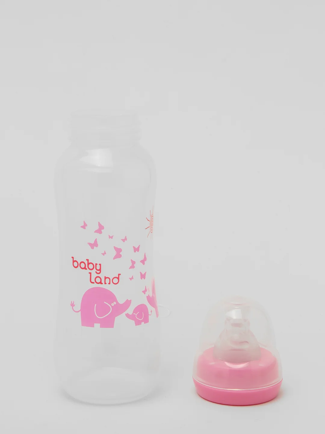 Розовый бутылочка Baby Land 240 мл с силиконовой классической соской
