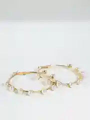 Белый серьги-кольца с белыми бусинами