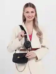 Черный сумка женская, стёганая