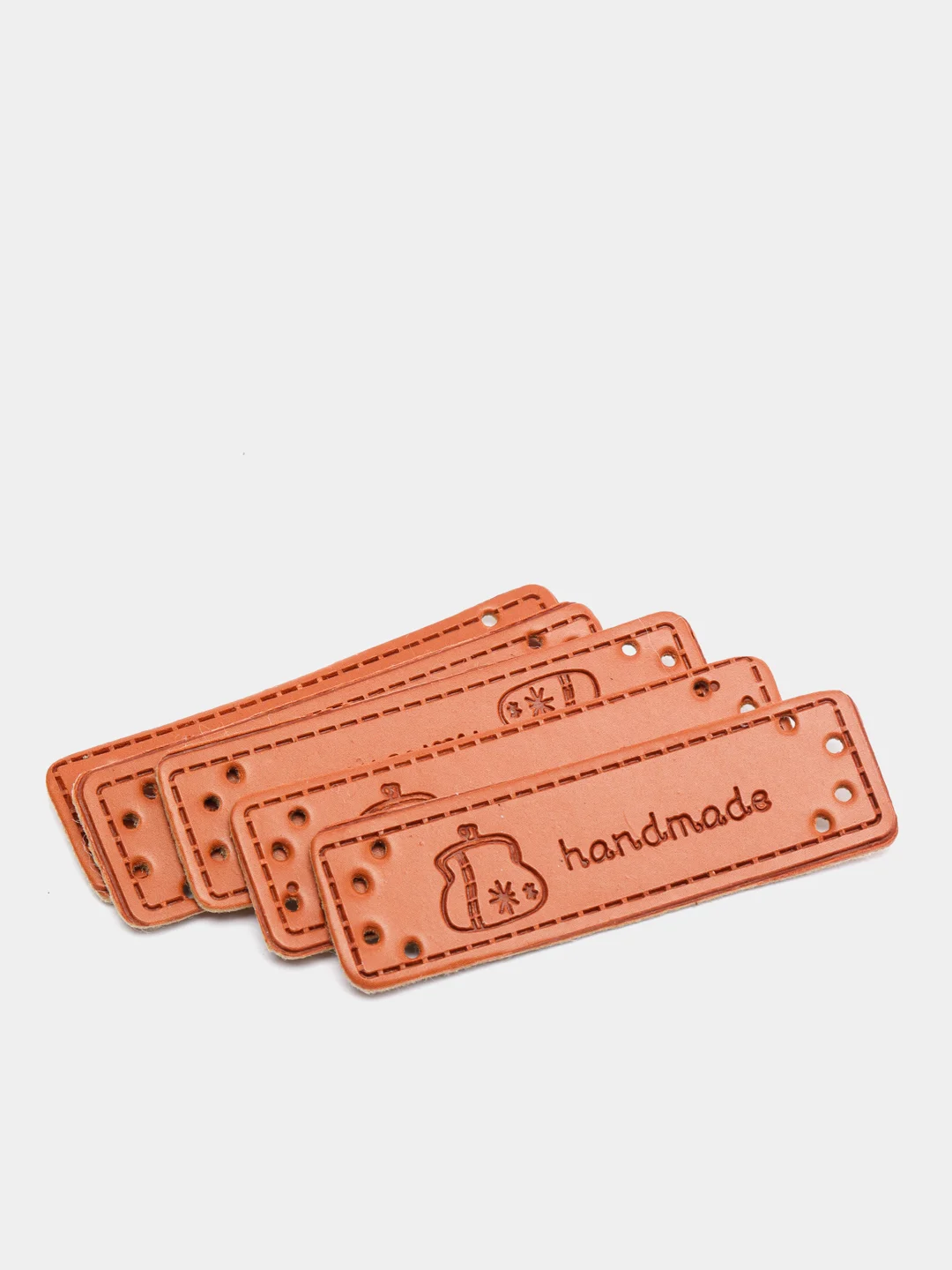 Голубой бирки "Hand made", 5 штук, экокожа