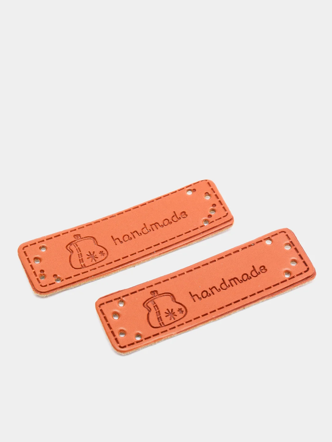 Голубой бирки "Hand made", 5 штук, экокожа