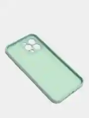 Бирюзовый силиконовый чехол с шёлковым покрытием для iPhone 13 Mini, 13 Pro Max
