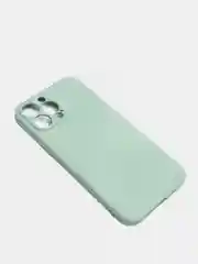 Бирюзовый силиконовый чехол с шёлковым покрытием для iPhone 13 Mini, 13 Pro Max