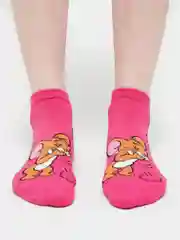 Розовый носки короткие женские, цветные, с принтом