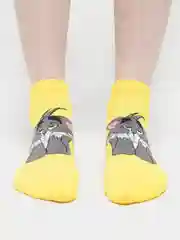 Желтый носки короткие женские, цветные, с принтом