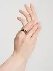 Алый кольца стальные,с вращающейся цепочкой