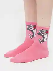 Аметистовый носки с мультяшками средней длины
