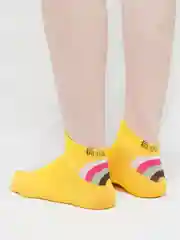 Желтый женские носки короткие, цветные, с принтом