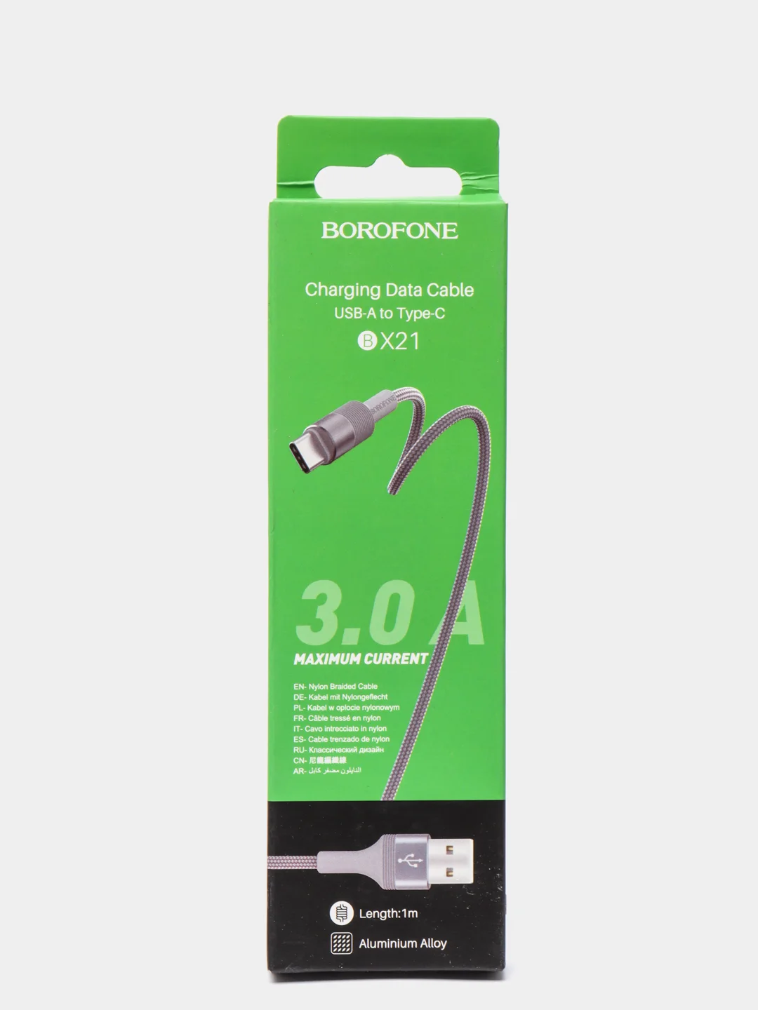 Серый кабель зарядный Borofone BX21 Type-C, для Android