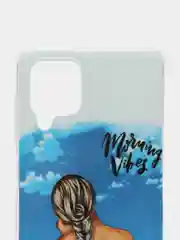 Голубой чехол Samsung Galaxy M32 / A22 (Самсунг Галакси М32 / А22), силиконовый с рисунком