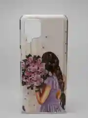Сиреневый чехол Samsung Galaxy M32 / A22 (Самсунг Галакси М32 / А22), силиконовый с рисунком