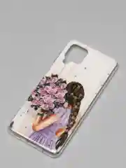 Сиреневый чехол Samsung Galaxy M32 / A22 (Самсунг Галакси М32 / А22), силиконовый с рисунком