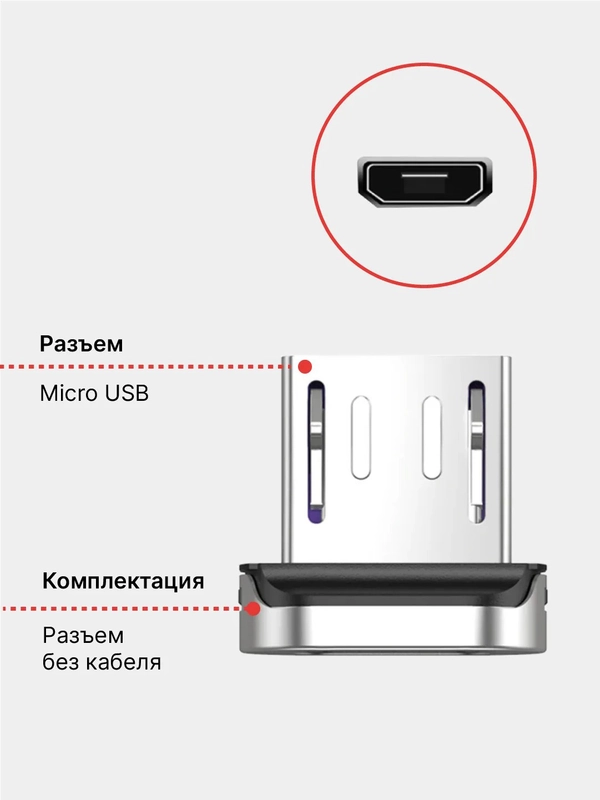 Магнитный кабель быстрой зарядки 3А, type-C, micro QC, PD