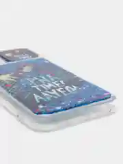 Темно-синий чехол iPhone 11 силиконовый переливающийся жидкий с блестками и защитой камеры