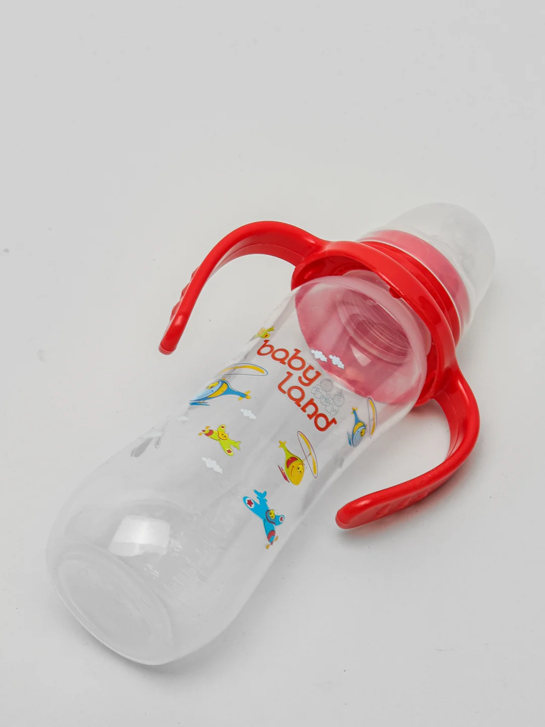 Голубой бутылочка Baby Land, 240 мл, с ручками, силиконовой классической соской Air System