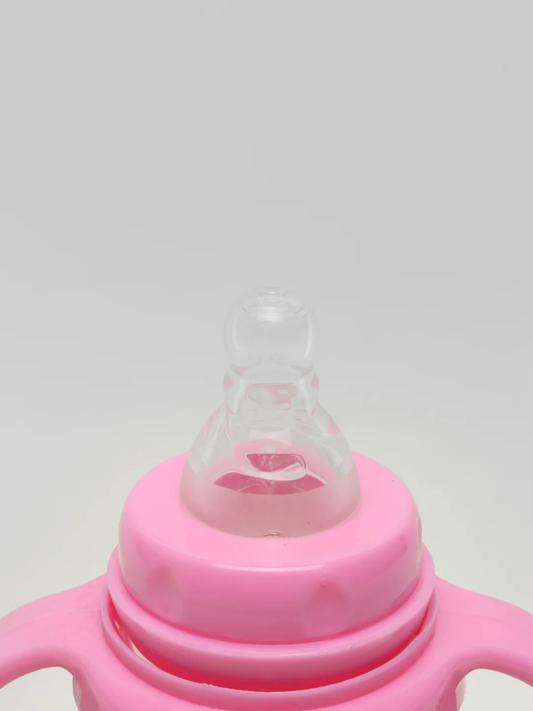 Розовый бутылочка Baby Land, 240 мл, с ручками, силиконовой классической соской Air System