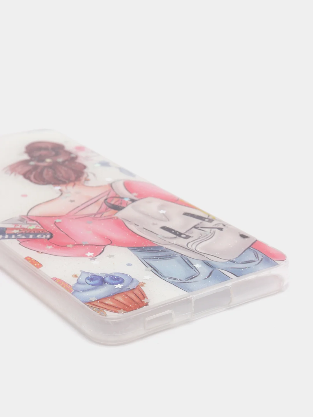 Пудровый чехол Samsung Galaxy S21, S21+, Галакси С21, С21+ силиконовый с рисунком и блестками