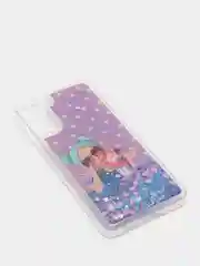 Фиолетовый чехол Samsung Galaxy S21, S21+ / S21 Plus силиконовый, переливающийся, жидкий, с блестками