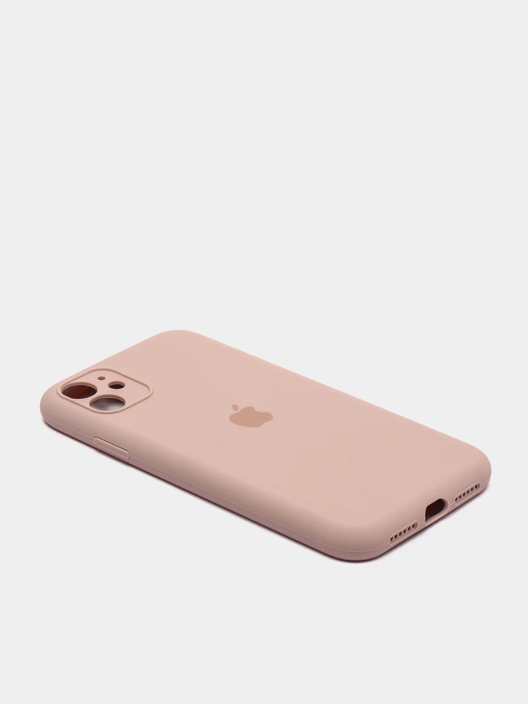 Бежевый меланж чехол Silicone Case iPhone 11 с защитой камеры с бархатной подкладкой
