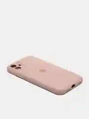 Бежевый меланж чехол Silicone Case iPhone 11 с защитой камеры с бархатной подкладкой