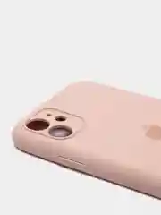 Бежевый меланж чехол Silicone Case iPhone 11 с защитой камеры с бархатной подкладкой