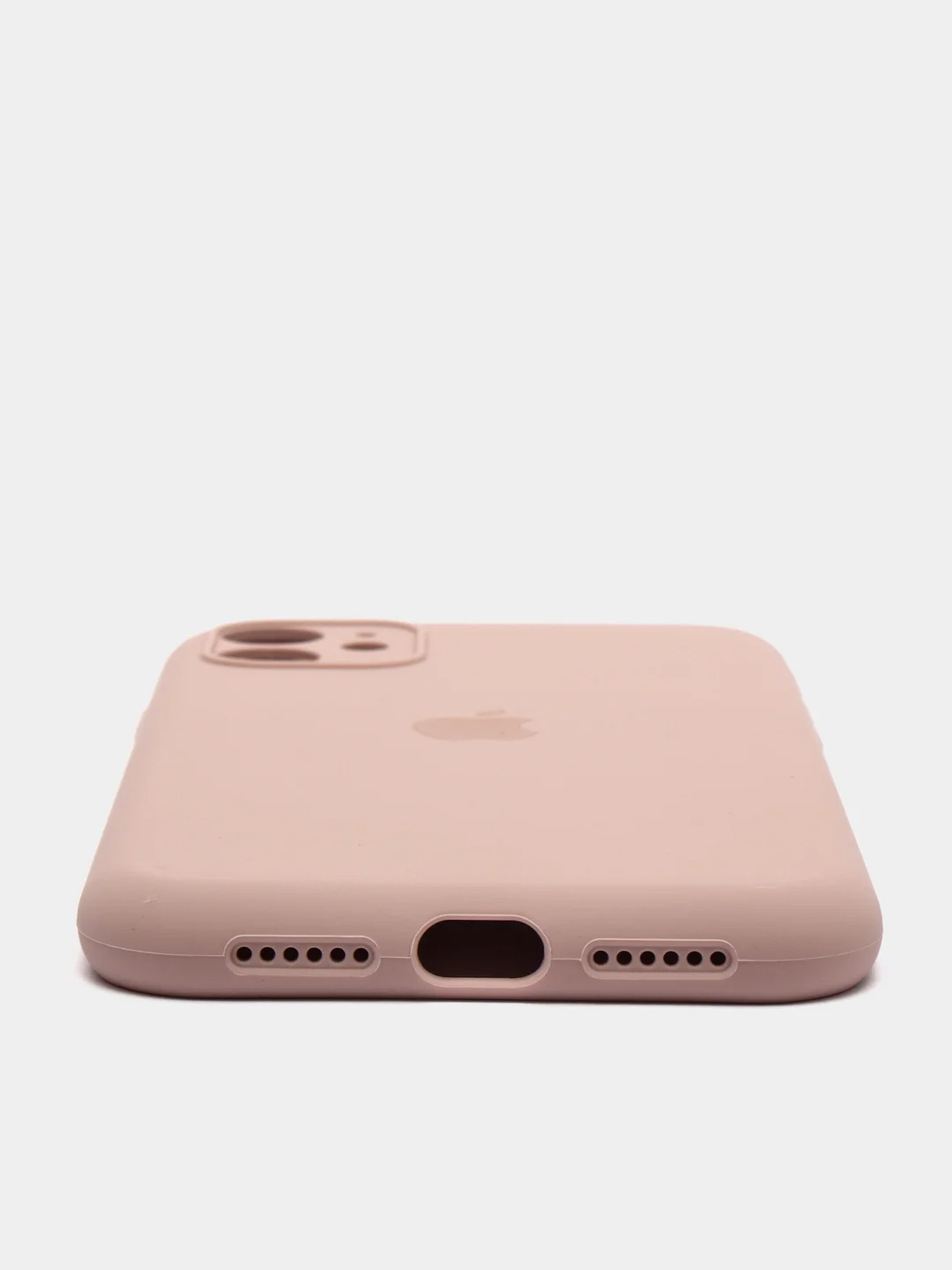 Бежевый меланж чехол Silicone Case iPhone 11 с защитой камеры с бархатной подкладкой