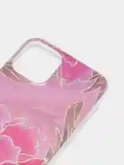 Розовый чехол для iPhone 12/12 Pro/12 Mini с цветочным узором, блестки