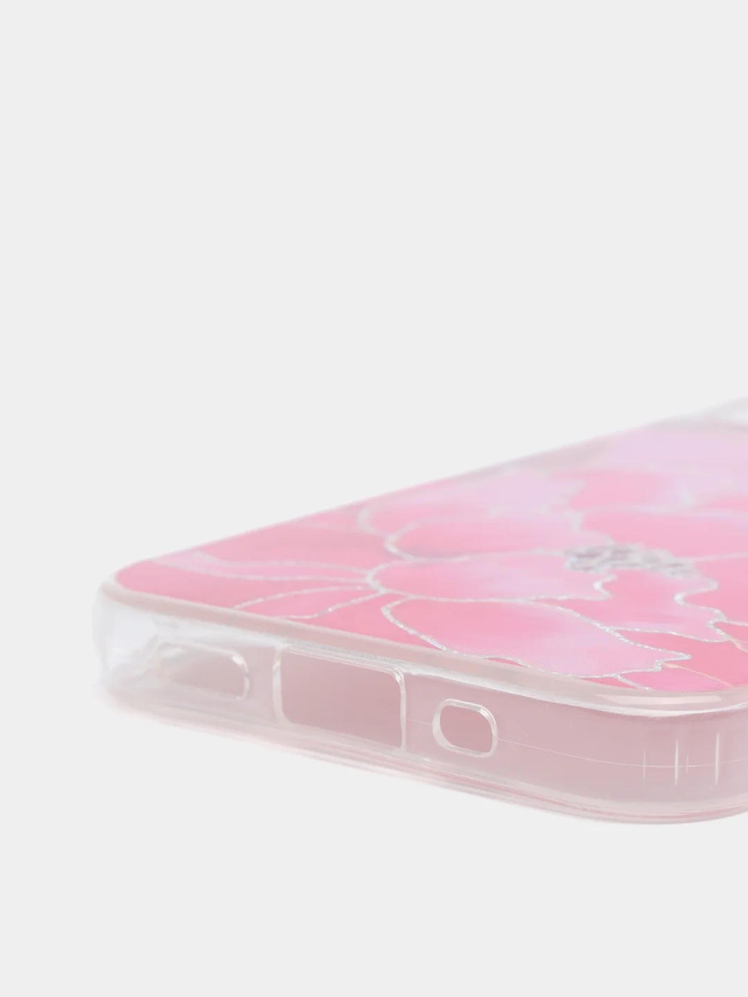 Розовый чехол для iPhone 12/12 Pro/12 Mini с цветочным узором, блестки