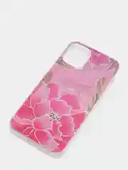 Розовый чехол для iPhone 12/12 Pro/12 Mini с цветочным узором, блестки