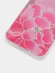 Розовый чехол для iPhone 12/12 Pro/12 Mini с цветочным узором, блестки