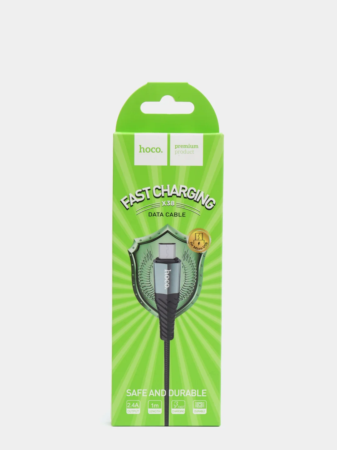 Серый usb кабель для быстрой зарядки 2.4 А и передачи данных Hoco X 38 micro, type c, Apple