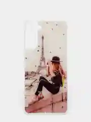 Бежевый меланж чехол Samsung Galaxy S21, S21+, Галакси С21, С21+ силиконовый с рисунком и блестками