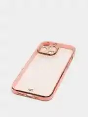 Розовый чехол силиконовый с золотым ободком IPhone 13 PRO