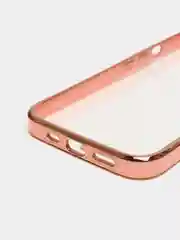 Розовый чехол силиконовый с золотым ободком IPhone 13 PRO