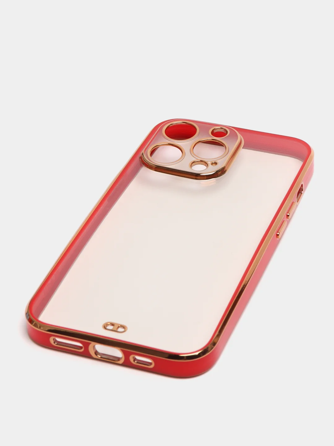Красный чехол силиконовый с золотым ободком IPhone 13 PRO
